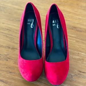 No. 6 Red Suede Heels